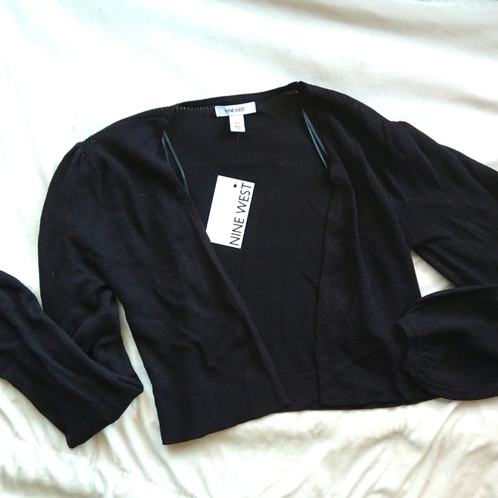 Nine west XS long-sleeve Cropped black cardigan NWT